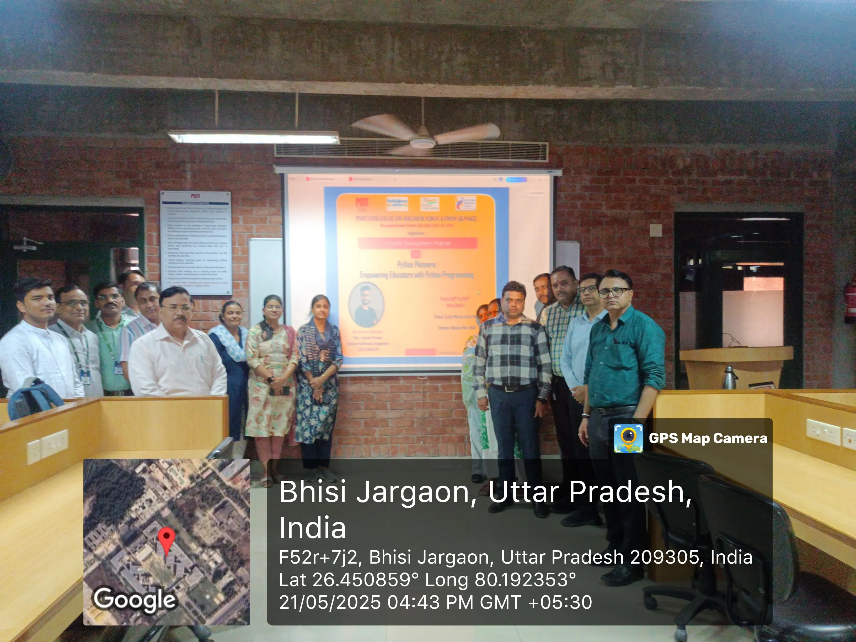 PSIT College of Higher Education, Kanpur, successfully organized a comprehensive Faculty Development Program (FDP) on FSD (Full Stack Development), DSA (Data Structures and Algorithms), PSA (Problem Solving Approach), and Python from May 19th to May 30th, 2025. The program aimed at upskilling faculty members with current technical knowledge and hands-on practices essential for modern teaching and research in the domain of Computer Science.Key contributors included Dr. Rahul Deo Shukla, Dr. Satyasundara Mahapatra, and Mr. Pradumn Kumar (Internal) and Mr. ChannabasavannaBankapurSubhashchandra (External) for DSA; Dr. Sumit Chandra, Mr. Sarvesh Kumar Soni, and Mr. Himanshu Dwivedi (Internal) and Mr. Durga Swaroop Perla (External) for PSA; Mr. Kumar Saurabh, Mr. Syed Suboor Aziz, and Mr. Anshul Atre (Internal) and Mr. Sai Sushanth Durvasula (External) for FSD; and Dr. Rohit Saxena, Mr. Mohan Rao Mudradi, and Mr. Atul Kumar Dixit (Internal) along with Mr. Akash Verma (External) for Python. The program effectively strengthened the participants' technical competencies, pedagogical approaches, and practical knowledge, aligning with PSIT’s mission of academic excellence and continuous faculty development.